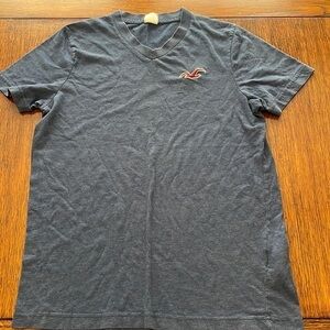 Hollister Blue V neck knit shirt sleeve T Shirt Medium